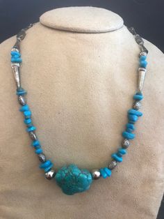 This is a Turquoise necklace.  The options for the color does not offer Turquoise for color. Claw clasp. My handmade jewelry is made with love. Colorful unique and individual piece of jewelry suitable for both everyday wear, as well as evening wear and special occasions. Great Mother's Day or Birthday gift. No returns or exchanges But please contact me if you have any problems with your order. Please note: different computers and electronic devices display colors differently. Shades Of Dark Blue, Brown Necklace, Turquoise Bead Necklaces, Glass Pendant Necklace, Beaded Purses, Bead Jewellery, Turquoise Beads, Unique Necklaces, Metal Beads