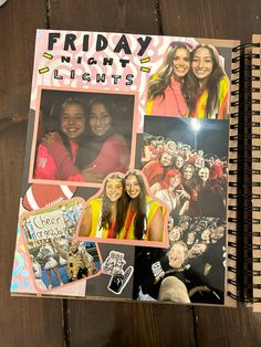 Photo Book Ideas Diy Scrapbook, Friday Night Lights Scrapbook Page, Scrapbook Ideas For Seniors, Sophomore Year Scrapbook Ideas, Things To Make For Senior Year, Scrap Booking Idea Cover For School, Senior Scrapbook Aesthetic, Senior Photo Album Ideas, Scrapbooking Titles Ideas