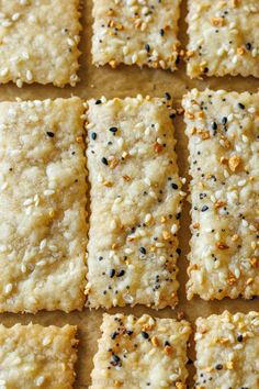 crackers with sesame seeds and seasoning on top