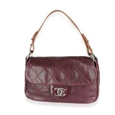 Listing Title: Chanel Burgundy Glazed Quilted Calfskin On The Road Flap Bag Sku: 142029 Condition: Pre-Owned Condition Description: A Timeless Classic That Never Goes Out Of Style, The Flap Bag From Chanel Dates Back To 1955 And Has Seen A Number Of Updates. The Design Was Revolutionary For Its Time, Giving Its Wearers The Freedom To Carry Their Everyday Must-Haves Without The Cumbersome Nature Of A Larger Bag. The Bag Features The Classic Leather-Entwined Chain-Link Shoulder Strap For A Distinc Designer Burgundy Rectangular Bag, Designer Burgundy Bag With Detachable Strap, Designer Burgundy Top Handle Shoulder Bag, Designer Textured Leather Clutch Shoulder Bag, Leather Flap Bag With Dust Bag For Shopping, Designer Textured Leather Shoulder Bag, Designer Burgundy Rectangular Shoulder Bag, Designer Soft Leather Flap Bag For Daily Use, Designer Burgundy Satchel Bag