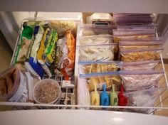 an open refrigerator filled with lots of food