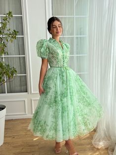 Melrose Shine Gown | Teuta Matoshi Teuta Matoshi Short Dress, Teuta Matoshi Long Sleeve, Teuta Matoshi Pink, Teuta Matoshi Green Dress, Teuta Matoshi Yellow Dress, Teuta Matoshi, Mint Green Dress, Pleated Gown, Embroidered Lace Fabric