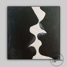 an abstract painting with black and white colors