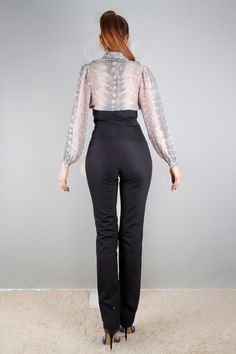 High Waist Trousers, Stretch High Rise Pants, Corset Type Pants Just Below the Bust, Left Side Buttoned Pants, Faux Pockets, Bonelli Fashion - Etsy Button Pants, High Waist Trousers, Womens Pants, High Rise Pants, High Waisted Trousers, High Waist, High Rise, Pants For Women, Trousers