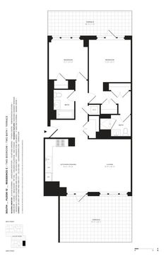 the floor plan for an apartment with two bedroom and one bathroom, which is located at the