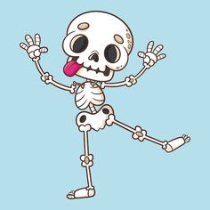 a cartoon skeleton with its tongue sticking out