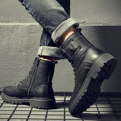 Urban Leather Combat Boots For Winter, Urban Leather Winter Combat Boots, Urban Leather Combat Boots With Round Toe, Leather Martin Boots For Winter Streetwear, Urban Leather Moto Boots For Winter, Mens Boots Online, Boots Dress, Mens Winter Boots, Brand Name Shoes