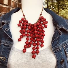 Kinyuma Signature Handmade Beaded Bib Style Necklace | Etsy Three Strand Necklace, Paper Bead Jewelry, Feel Empowered, Handmade Beaded Necklaces, Bohemian Necklace, Paper Beads, Red Blue Green, Bead Jewelry, Fashion Today