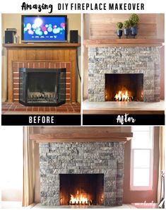 fireplace makeover before and after