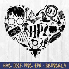 harry potter heart svg cut file