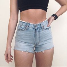 My Favorite Part About These Shorts Is The Waist Distressed Detail! Very Structured And Gave Off A Rusty Modern Look Size: 26 Perfect Condition! Brand New Never Worn! Length: ~11in Waist: 28in Model Is 5’6 And 130lbs For Reference! If You’re In The Temple Terrace/Tampa/Usf Area, We Can Schedule A Pickup To Save Shipping Cost! Bundles = Discounts!! Feel Free To Message Me If You Have Any Questions :) Also, Free Stickers For Each Order!! Abercrombie And Fitch Shorts, High Rise Shorts, The Temple, Free Stickers, Light Denim, My Favorite Part, Abercrombie Fitch, Tampa, Jean Shorts