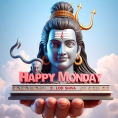 there is a sign that says happy monday with an image of lord shivva