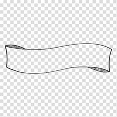 a black and white line drawing of a blank banner on a transparent background png