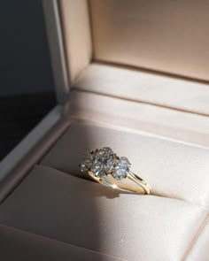 an engagement ring with two diamonds in a box