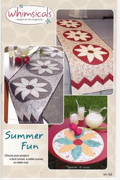 Summer Fun bed Runner, Table Runner or Table Mat Quilting/Sewing Pattern - Nonna's Notions N' Sew On Patchwork Table Runner, Fat Quarter Quilt, Table Quilts, Table Runner Pattern, Table Table, Bed Runner, Patchwork Patterns, Cool Beds, Quilt Shop