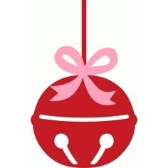 a red ornament with a pink bow and spoons hanging from it's side