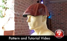 a mannequin's head wearing a leather hat with the words pattern and video below it