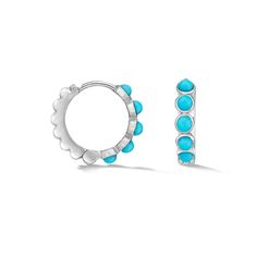 Bringing the beauty of summer to life with the colours of a tranquil blue sea. This sterling silver hinged Azure hoop design is set with vibrant turquoise cabochon gemstones. Hoop size - 16mm with 10x 2. 5mm turquoise. A timeless classic for the hot days. Sold as SINGLE. Dower & Hall designs their jewellery to be worn and treasured. Here are a few simple guidelines to keep your jewellery looking its best: Perfume, skin and hair products can all react with silver causing it to tarnish, cause vermeil to erode and even damage stones – especially pearls. Always apply your products before putting on your jewellery and leave for a few minutes to be absorbed by the skin. Avoid spraying perfume or hairspray directly onto your jewellery. Vermeil is a layer of fine 18ct gold, plated on top of silver Hall Designs, Classic Jewellery, Tranquil Blue, Turquoise Hoops, Hoop Design, Best Perfume, Vermeil Jewelry, Solid Gold Jewelry, Recycled Silver