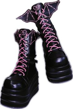 Black Harajuku Style Lace-up Boots, Lace-up Boots For Halloween Cosplay, Halloween Emo Style Boots With Round Toe, Emo Round Toe Boots For Halloween, Emo Style Round Toe Boots For Halloween, Grunge Boots For Halloween Cosplay, High-top Boots For Halloween Cosplay, Harajuku Style Black Lace-up Boots, Black Lace-up Harajuku Boots