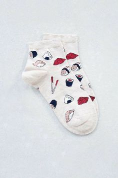 Fun Ankle Socks, Sushi Socks, Statement Socks, Pretty Socks, Work Socks, Sock Outfits, Ankle Socks Women, Fuzzy Socks