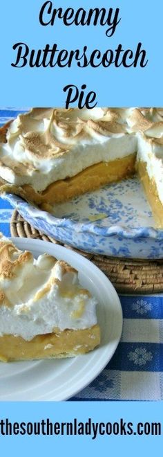 a slice of creamy butterscotch pie on a plate