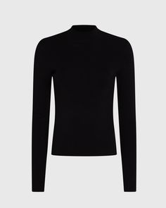 Merino Rib Mockneck Sweater Black Ribbed High Neck Sweater, Fitted Merino Wool Turtleneck Long Sleeve, Luxury Crew Neck Merino Wool Sweater, Black Merino Wool Crew Neck Tops, Luxury Long Sleeve Merino Wool Turtleneck, Mockneck Sweater, Club Monaco, Mock Neck Sweater, Neck Sweater