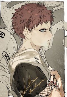 a drawing of a boy with red hair