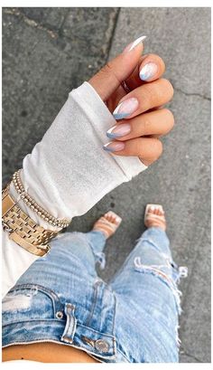 Nail Tip Designs, French Tip Acrylic Nails, Almond Nails Designs, Nail Swag, Neutral Nails, Chic Nails, Short Acrylic Nails