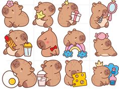 some very cute bears with different things in their hands