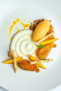 a white plate topped with different types of food