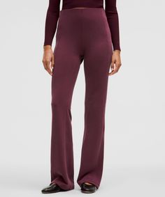 Luxury Look, Lounge Feel. These Flared Pants Are Soft On The Outside And Sleek Next To Skin. Designed For Casual. Flares Out From The Knee To Hem:33" Inseam, Intended To Skim The Floor For Heights Of 55"-58". Back Drop-In Pocket. Wide, Ribbed Internal Waistband Is Soft Next To Skin, Stays Put, And Creates A Sleek Look. | Ribbed Softstreme Flared Pant Regular Wardrobe Palette, 60’s Style, Luxury Look, Pants Short, Peach Fuzz, Fall Fits, Flared Pants, Sleek Look, Printed Sweater