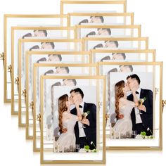 PRICES MAY VARY. Package Contents: you will receive 12 pieces of gold metal photo frames for office, which can display your beautiful photos well, and the quantity is enough for your various use and replacement needs, this frame is vertical stand with open easel back, it is suitable for capture elegant portraits that fit nicely in your home or any room style Reliable Material: our metal glass picture frames in bulk is composed of sturdy high definition glass panel and sturdy metal easel, the gla Metal Photo Frame, Floating Picture Frames, Metal Easel, Display Frames, 8x10 Picture Frames, Glass Picture Frames, Metal Photo Frames, Rose Gold Frame, Picture Frame Sets