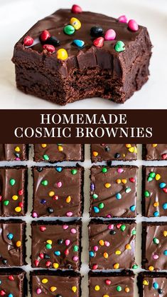 homemade brownies with chocolate frosting and sprinkles