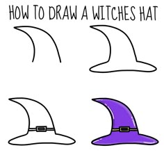 how to draw a witches hat in three easy steps step by step instructions for kids