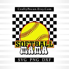 softball mom svg design with checkered background