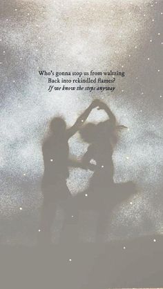 two people are dancing under the stars in the sky