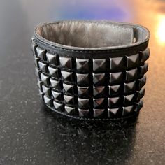 Matt Bernson Studded Leather Cuff. Brand New Chic Leather Bracelet For Party, Edgy Leather Bracelet For Party, Leather Cuff Bracelets For Party, Party Leather Cuff Bracelets, Leather Cuff Bracelet For Party, Formal Black Leather Cuff Bracelet, Black Edgy Wristband With Studs, Punk Black Bracelets With Studs, Edgy Leather Cuff Bracelet