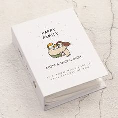 a white box with an image of a dog and cat on it that says happy family