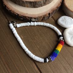 Puka Anklet shell Hawaiian anklet rainbow peyote beaded anklet beach tropical anklet surfer pride anklet LGBT boho anklet jewelry for women Delica Bracelet, Surfer Jewelry, Fan Jewelry, Abalone Earrings, Beaded Anklet, Anklets Boho, Beach Anklets, Puka Shell