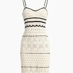 Paros Crochet Eyelet See Through Midi Dress - Wear As If You Were Strolling Through The Greek Islands! Soft Buttery Cream Colored Knit Lace With Black Trim Accents. Spaghetti Straps, Pull On Style Size Large 8/10 Approx 30.7" Bust, 31.5" Waist, 35.8" Hip And 45.7" Length Never Been Worn/Excellent Condition Chic White Crochet Knit Dress, Chic Beige Crochet Knit Dress, Chic Crochet Midi Dress With Crochet Trim, Chic Cream Crochet Dress For Vacation, Elegant Pointelle Knit Crochet Dress For Vacation, Chic White Crochet Dress With Pointelle Knit, Fitted Beige Knit Crochet Dress, Fitted Beige Crochet Knit Dress, Chic Sleeveless Cream Crochet Dress