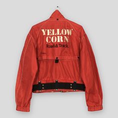 Vintage Yellow Corn Motorsports Road And Track Jacket Large Yellow Corn Road & Track Highway Magician Tokyo Motor Rider Racing Jacket Size L Good Used Condition. Have several stains and one button defect, REFER PICTURES. Size (On Tag) : Size L **To make sure if it FITS YOU, refer at the exact measurements. Size Measurement (All measurements were taken lying flat) : Width [armpit to armpit] : 22.5 inches / 57 cm Length [shoulder to end of garment] : 24 inches / 61 cm THIS IS USED CLOTHING! PLEASE Sporty Biker Jacket For Motorcycling In Fall, Retro Winter Biker Jacket For Outdoor, Retro Winter Biker Jacket, Retro Biker Jacket For Fall Outdoor, Retro Biker Jacket For Fall, Retro Fall Biker Jacket For Outdoor, Retro Long Sleeve Biker Jacket For Outdoor, Retro Winter Motorcycle Outerwear, Retro Winter Motorcycling Outerwear