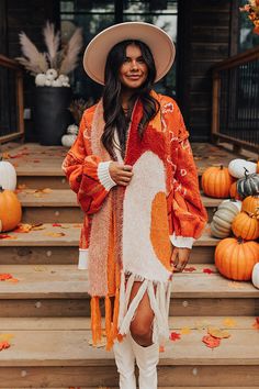 Pumpkin Kisses and Harvest Wishes! This gorgeous vibrantly colored scarf will have you looking your autumn best! Featuring colorful butter soft eyelash knitting - Multicolored abstract pattern -Loose thread tassels Shawl Outfit Fall, Thread Tassels, Knit Scarf, Scarfs, Scarf Shawl, Abstract Pattern, Eyelashes, Shawl, Tassels