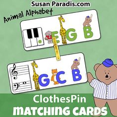 an animal alphabet and numbers matching cards for children