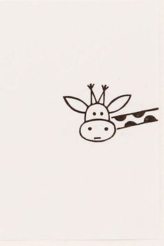 a black and white drawing of a giraffe with a long tongue on it's head