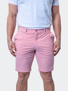 Comfort meets fashion, with these classic shorts from Maceoo. Pair these slim fit shorts with a Maceoo polo for the perfect no hassle summer look with no compromise on comfort. Or pair with a signature performance dress shirt for a business casual look to beat the heat. Fitted Golf Shorts For Spring, Summer Golf Shorts With 4-way Stretch, 4-way Stretch Golf Shorts For Summer, Summer Golf Bottoms Short, Summer Golf Bottoms Short Length, Summer Golf Bottoms In Short Style, Summer Cotton Golf Shorts, Cotton Golf Shorts For Summer, Classic Pink Summer Bottoms