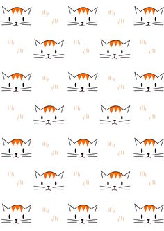 an orange and black cat pattern on a white background