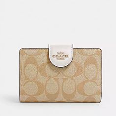 Nwt Coach Medium Zip Wallet Details: Signature Coated Canvas And Smooth Leather Seven Credit Card Slots Bill Compartment Id Window Snap Closure Zip Coin Pocket 5in (L) X 3 1/2in (H) X 1/2in (W) Window Snap, Zip Wallet, Coach Bags, Smooth Leather, Snap Closure, Card Slots, Slots, Credit Card, Coin