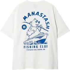 As we bob in our boat on Elliott Bay, waiting for the salmon to bite, we're donning the Manastash CiTee Fishing Club T-Shirt that lets us feel the cool breeze off the water and doesn't hold us back from reeling in our catch. Plus, the soft cotton construction and vintage-vibe graphic play seamlessly into our laid-back lifestyle. White Graphic Print Tops For Fishing, White Cotton T-shirt For Fishing, White Graphic T-shirt For Fishing, White Graphic Print T-shirt For Fishing, Cool Breeze, Club T Shirt, Vintage Vibe, The Cool, Men Short Sleeve