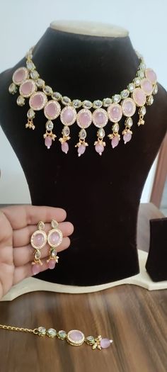 *Beautiful Premium Quality Kundan Choker With Monalisa Stone *Combination Of Kundans *Comes With Matching Earrings *Front Side is Monalisa Stone With Kundan *Pearls And Kundan Are Of Original Quality *For More Beautiful Collection, Check At https://www.etsy.com/shop/placeoffashion *Necklace Fitting Is Adjustable *Earring Closure: Push Back **Necklace Closure : Beautiful Silk Thread *It is a Bridal or Partywear Set. *It Will Give You a Unique and Beautiful Look  *You Can Wear This Beautiful Set A Adjustable Pink Jeweled Jewelry, Elegant Pink Choker As Gift, Elegant Pink Choker For Gift, Adjustable Pink Jewelry Set For Party, Elegant Handmade Pink Choker, Handmade Pink Bridal Necklace, Handmade Pink Kundan Necklace For Wedding, Handmade Pink Kundan Necklace For Gift, Handmade Choker Jewelry Set For Parties