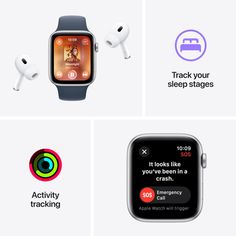 an apple watch with the instructions for sleep stages and activity tracking on it's screen